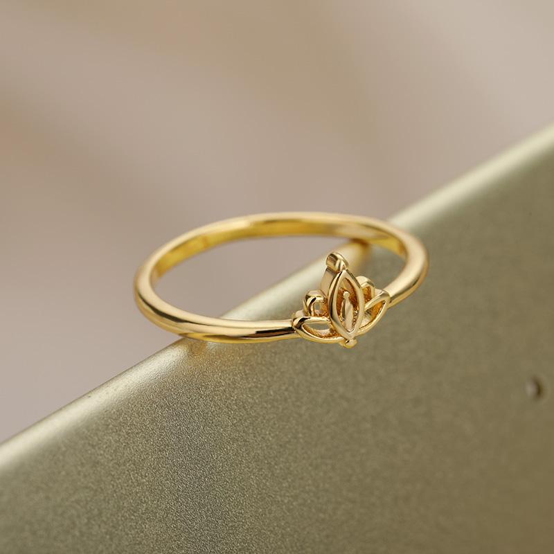 Inel Lotus Vintage la Modă pentru Femei Inel din Oțel Inoxidabil Elegant Auriu Logodnă Verighetă Bijuterii Bague Femme