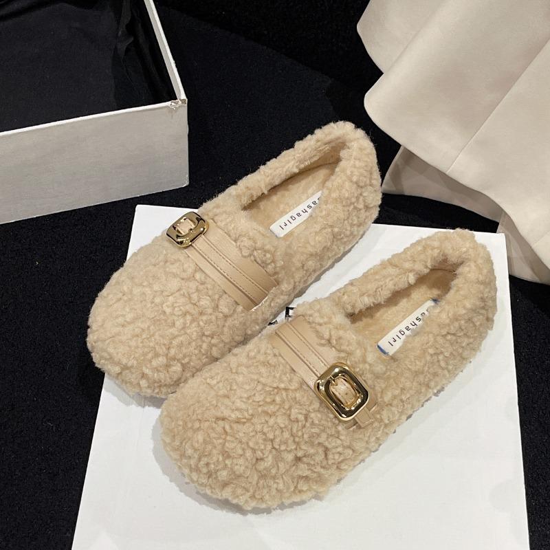 Móda Nová móda 2024 Ležérní dámské boty Mokasíny Kožešinové nazouvací boty Ploché Pohodlné Dámské Vysoké kvality