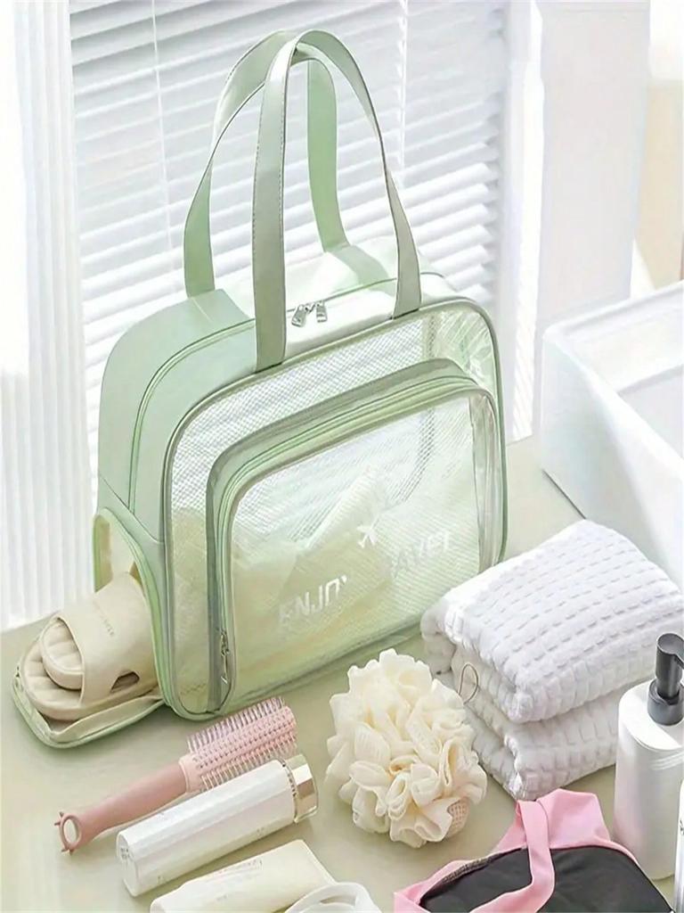 1 Pvc Waterproof Storage Bag Portable Large-Capacity Toiletry Bag with Shoe Compartment and Zipper Flap Pocket Pants for Gym