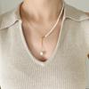 Luxury European Style Freshwater Pearl Titanium Steel Gold Plated Snake Bone Necklace For Women