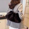 Fluffy Faux Fur Shoulder Bag Women Soft Elegant Underarm Bag Thin Shoulder Strap Plush Handbag Winter Versatile Commuter Totebag
