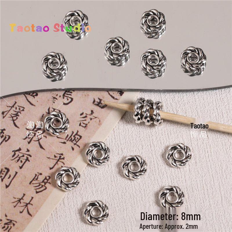 Tibetan Antique Silver Flower Spacer Beads Pendant for DIY Jewelry
