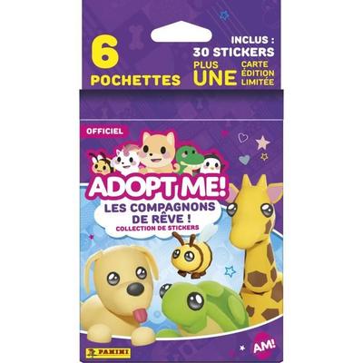 Sticker - PANINI - Adopt Me! Roblox – Blisterpackung mit 6 Päckchen – 1 limitierte Karte – 35 Sticker