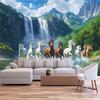 Running Horses Tapestry Galloping Wild Farm Animal Lifelike Running Desert Steed Lovely Painting Honor Grace Theme Wall Hanging