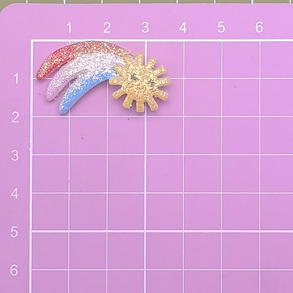 100pcs Kawaii Rainbow Cloud Flatback Charms Glitter Resin Cabochon Embellishments DIY Scrapbooking Supplies
