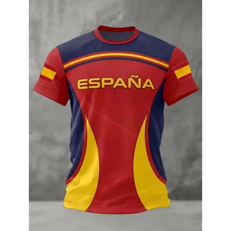 3D Print Summer Spain Football Jerseys Men Classic God Spain Short Sleeve Tees Casual O-Neck Sports Style T-Shirt Man Clothing