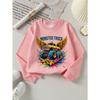 European Sizes Monster Truck Colorful Wings Crew Neck Sweatshirt for Girls, Autumn Winter Long-Sleeved Casual Multi for Young Girls.