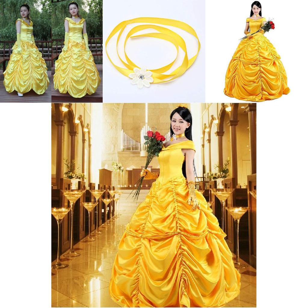Elegante Costume Cosplay da Principessa Belle de La Bella e la Bestia, Stile Fiabesco, per Donna