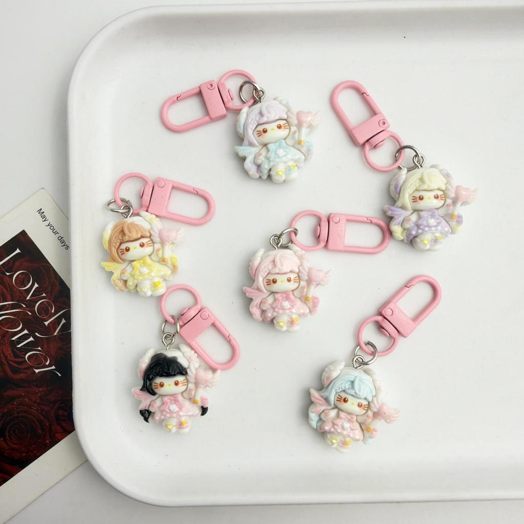 Adorable Cartoon Girl Keychain Bag Pendant - Cute Gift for Friends & Students