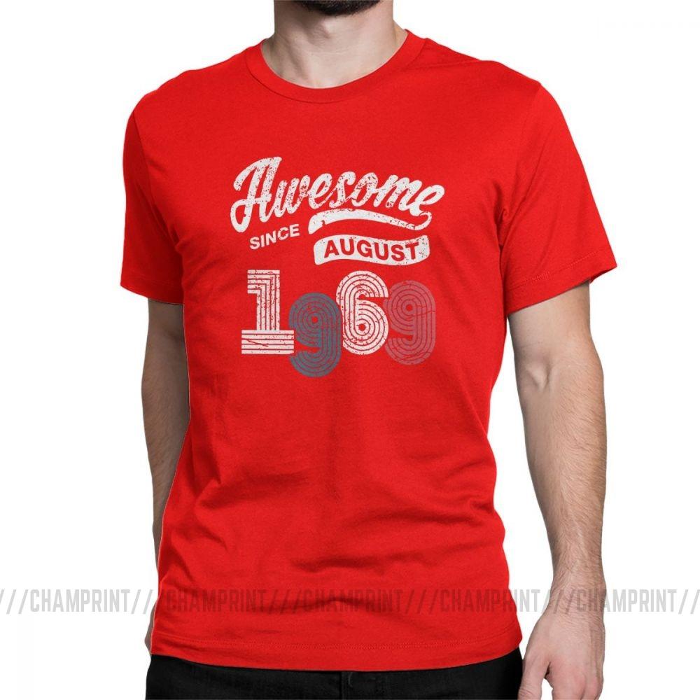 Awesome Since August 1969 T Shirt Vintage 50 Years Old 50Th Birthday Present Men S Cotton