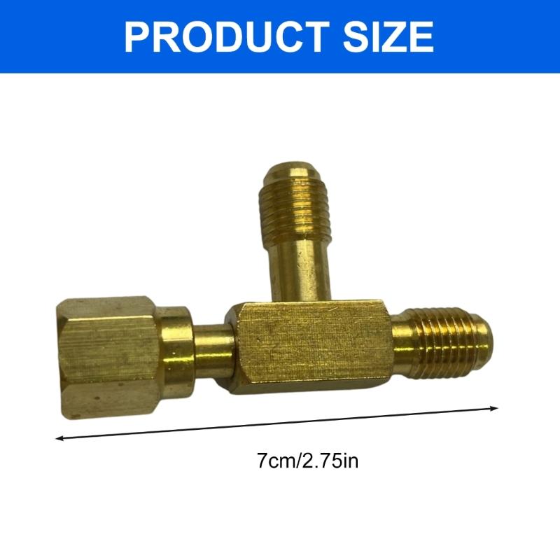 Heavy Duty Brass T Type Adapter With 1/4 External Thread SAE External Thread For Refrigeration Easy Installation
