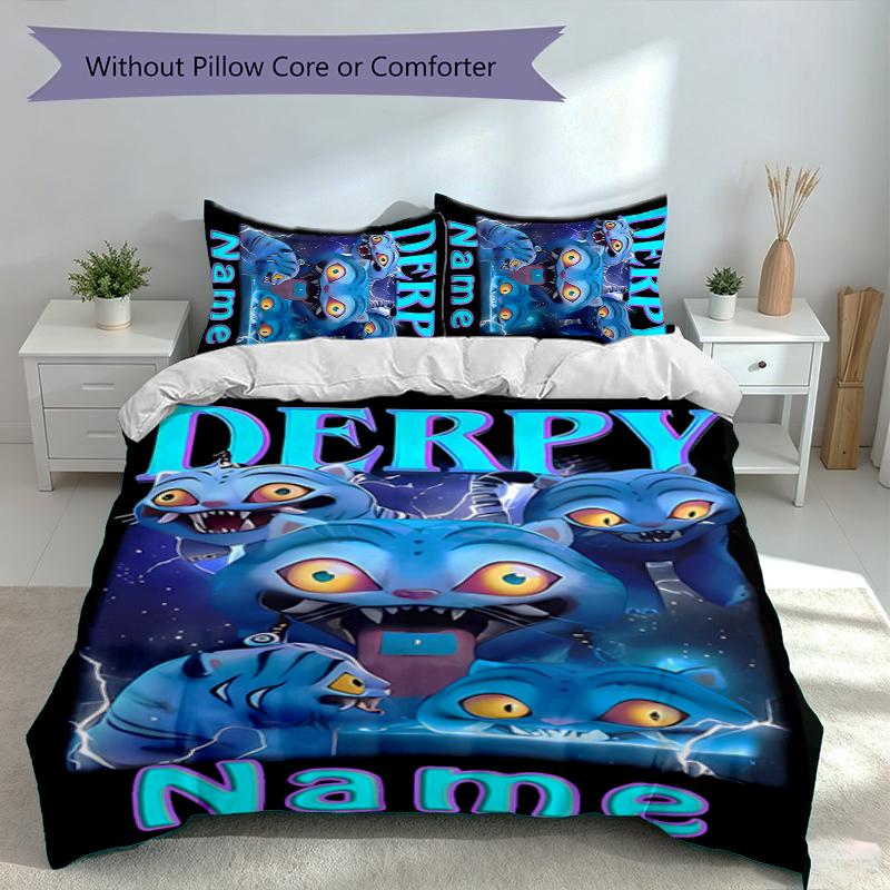 Ensemble 3 pièces Chasseurs de Démons Kpop Nom Personnalisé, Comprend 1 Housse de Couette et 2 Taies d'Oreiller, Décoration de Chambre pour Toutes les Saisons