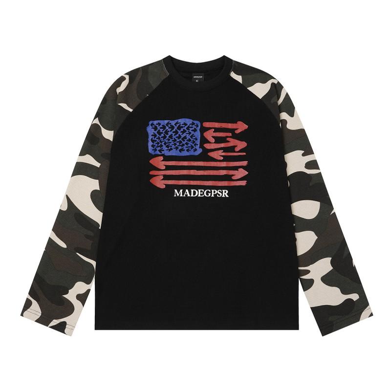 Mens Oversized Camo Print Hoodless Sweatshirt