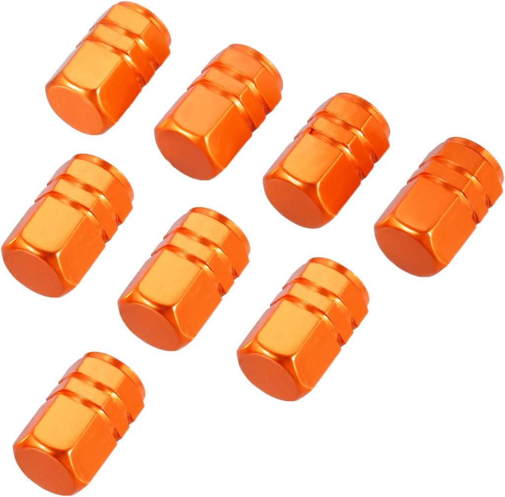8 buc. Capace de supapă pentru tija anvelopei Capace pentru supape de roată Capace de anvelopă rezistentă la praf, formă hexagonală (portocale)