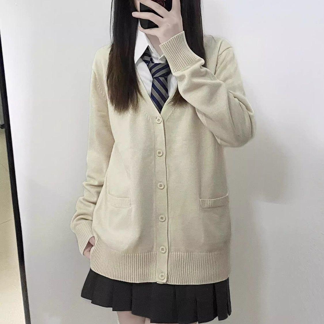 

Японский кардиган в студенческом стиле JK Uniform — милый, универсальный свитер с длинными рукавами для осени/зимы Large