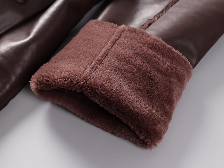 Men's Plus Size Fur-Lined Long Faux Leather Trench Coat