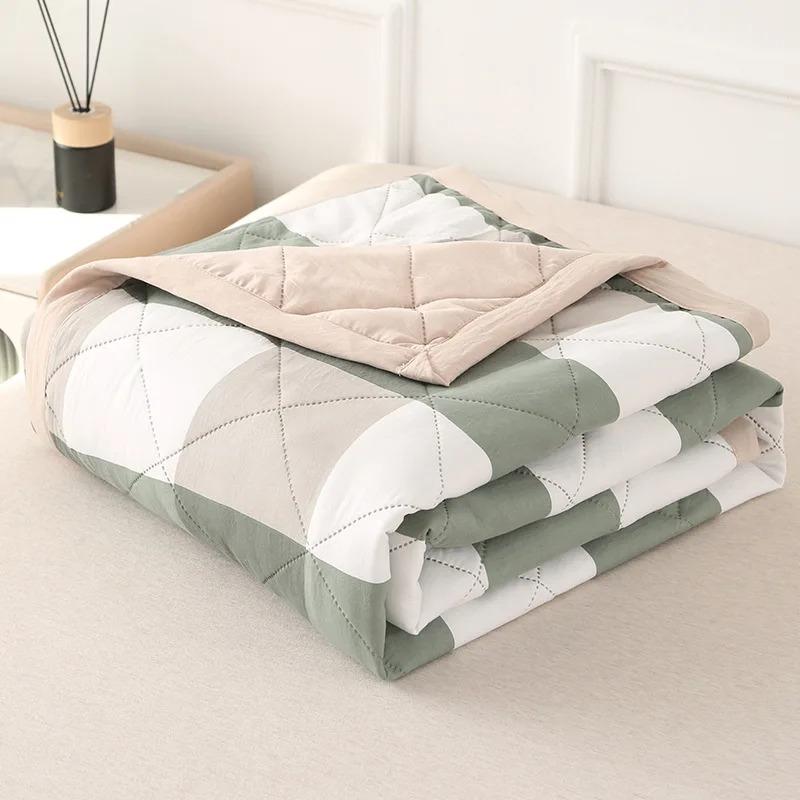 Quilt Washed Cotton Air Condition Thin Comforter Blanket Bedspread For Single Double Queen King Bed Coverlet Plaid Summer