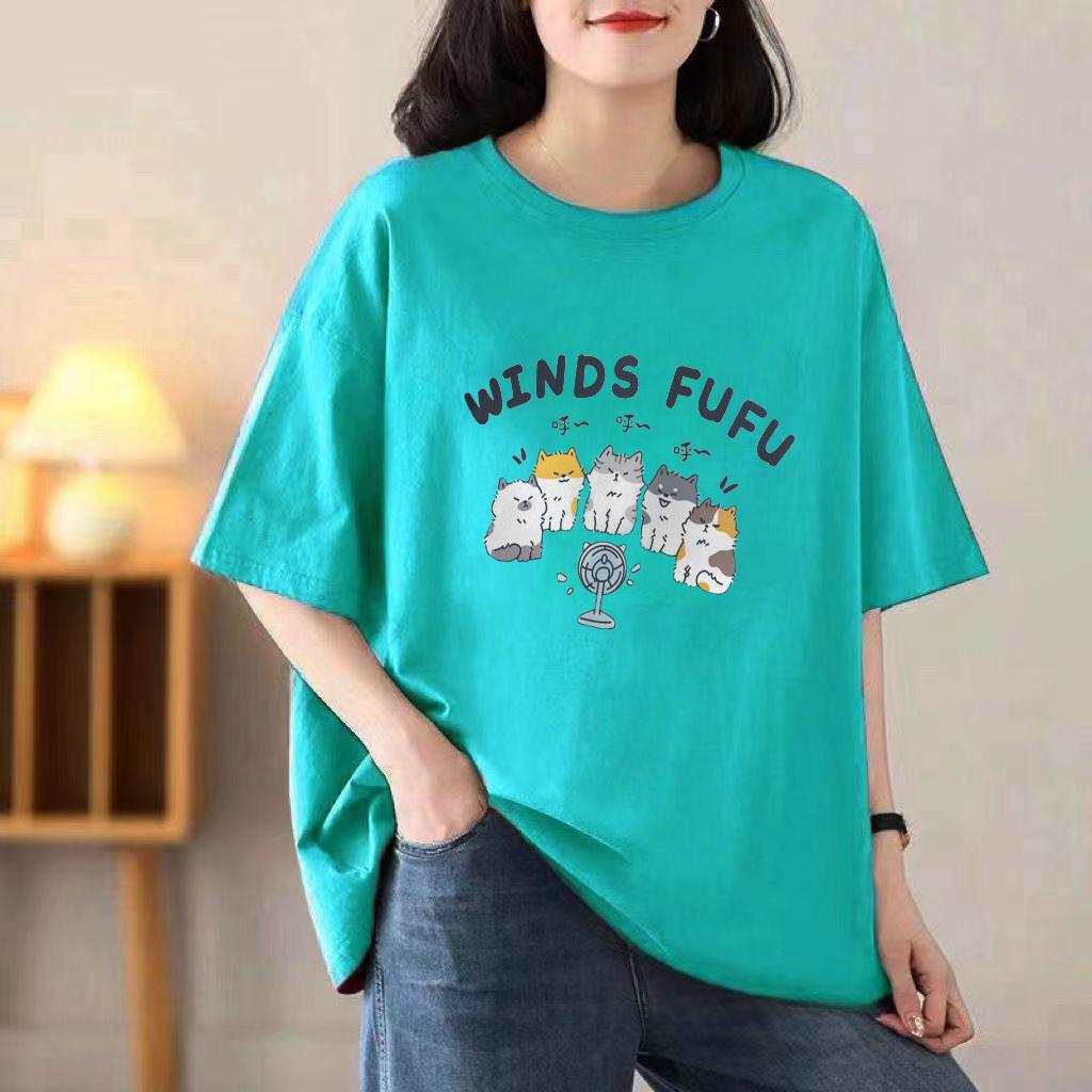 Short-sleeved T-shirt Women Loose 2025 New Spring and Summer Round Neck Medium-length Half-sleeved Blouse