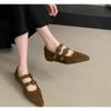 Fashion New Pointed Toe Women Mary Jane Shoes Fashion Shallow Buckle Shoes Ladies Casaul Dress Low Heel Leather Shoes Zapatos De Mujer