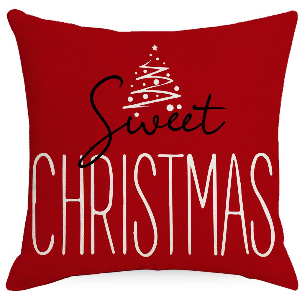 Red Christmas Printed Pillow Case for Home Living Room Sofa Cushion Bedroom Cushion Cover Christmas Atmosphere