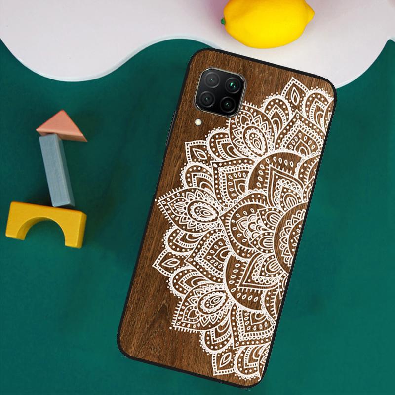 Mandala Floral Wood Case For Huawei P30 Pro P20 P40 Lite Nova 8i 3i 7i 11i 9 10 SE 5T Y60 Y61 Y70 Y90 Y91 Cover