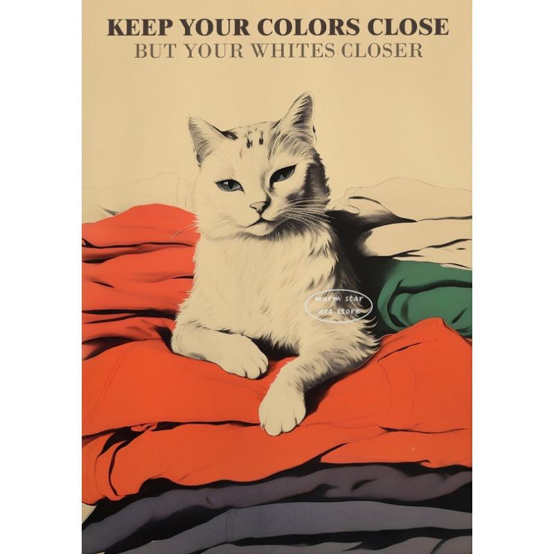 

Laundry Day Woman Washing Machine Cat Wall Art Canvas Painting Nordic Poster Print Toilet Pictures for Living Room Decoration 21cm×30cm NoFrame