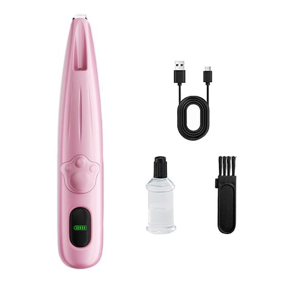 Dog Paw Trimmer with LED Light Low-Noise Pet Paw Trimmer Cordless Electric Pet Grooming Clippers with Battery Indicator for Paws Face Ears Rump