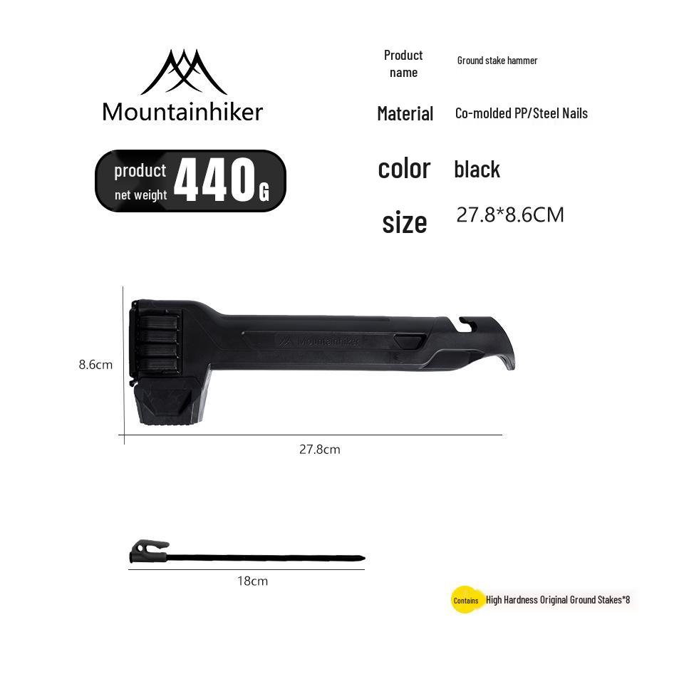 Mountain Guest Multi-Functional Camping Hammer with Ground Stake for Tent & Tarp