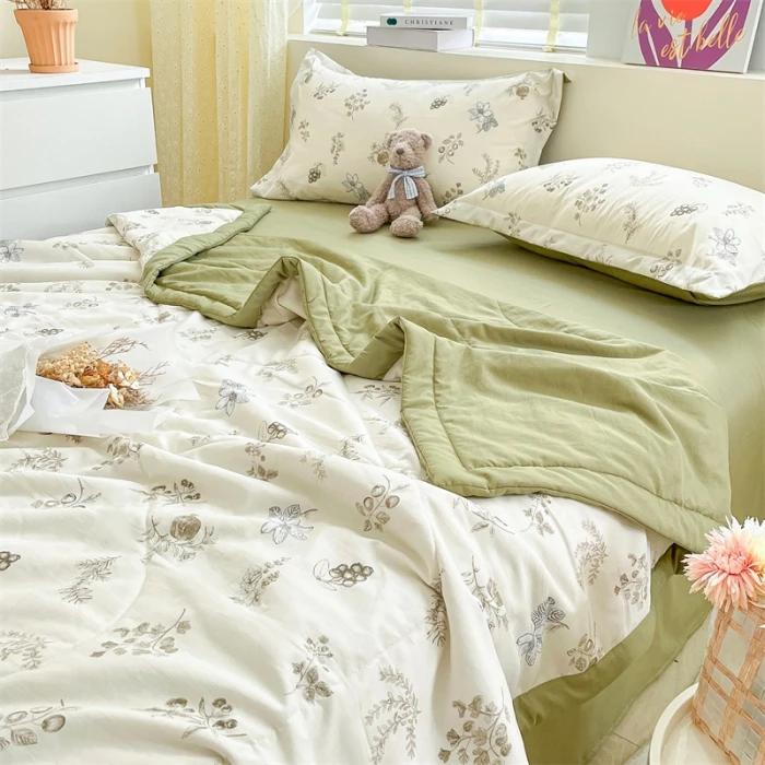Cotton Air-Conditioning Quilt Cover for Children and Adults, Soft Flower, Double Printed, Washable Bed, Home Use, New