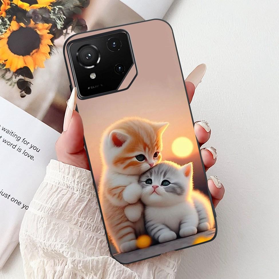For Asus ROG Phone 9 Pro Back Cover For Asus ROG Phone 9 Case Silicone Cute Cat Luxury Love Funny Painted Shockproof Bumper