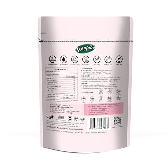 Happilo Premium International Supermom Trail Mix 325g| Roasted Almonds, Pumpkin, Flax & Watermelon Seeds, Dried Cranberries| Superfood Mix Snack