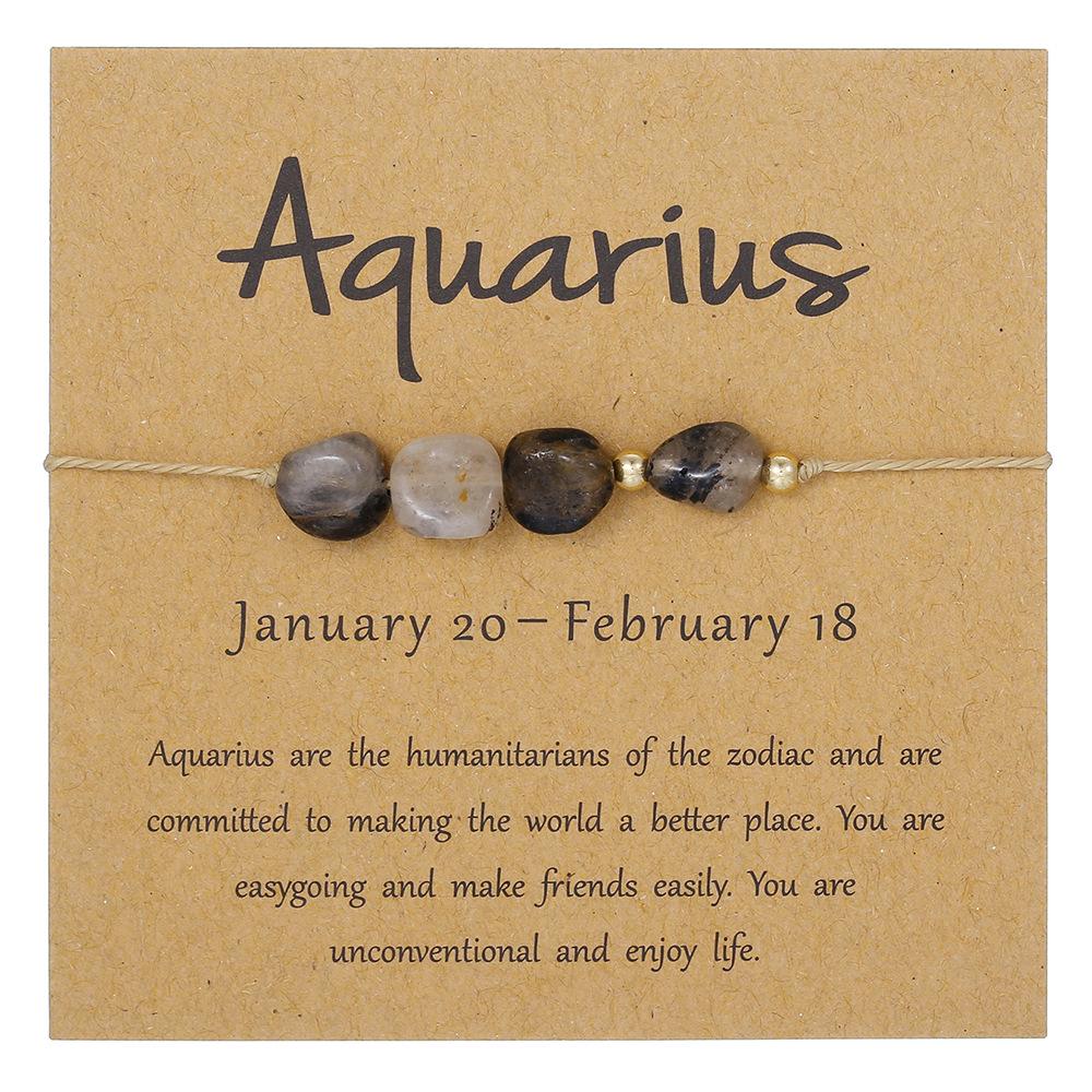 Guardian Power Constellation Stone Bracelet with 4 Irregular Beads, Adjustable Woven String