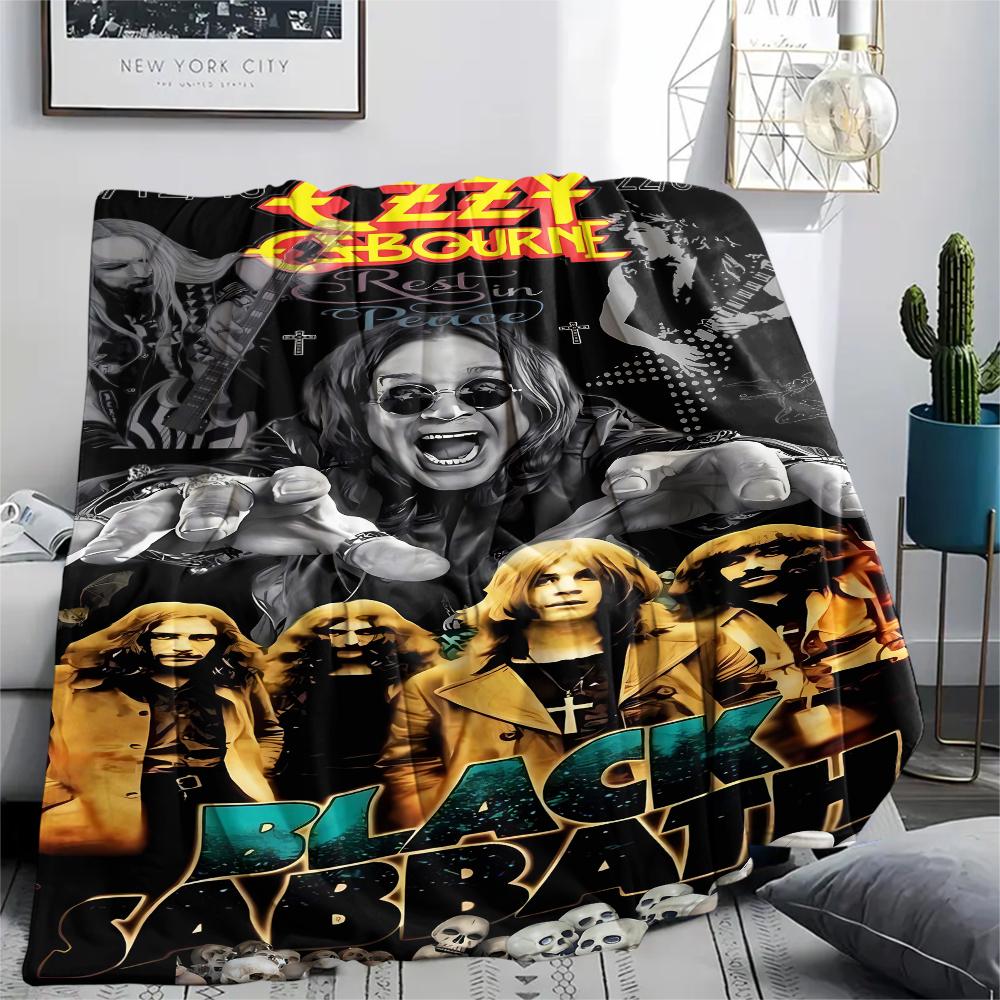 1Pc Ozzy Osbourne Print Flannel Blanket, High quality Comfortable for All Seasons, Home Decor, Warmth and Comfort, Perfect for Gifts