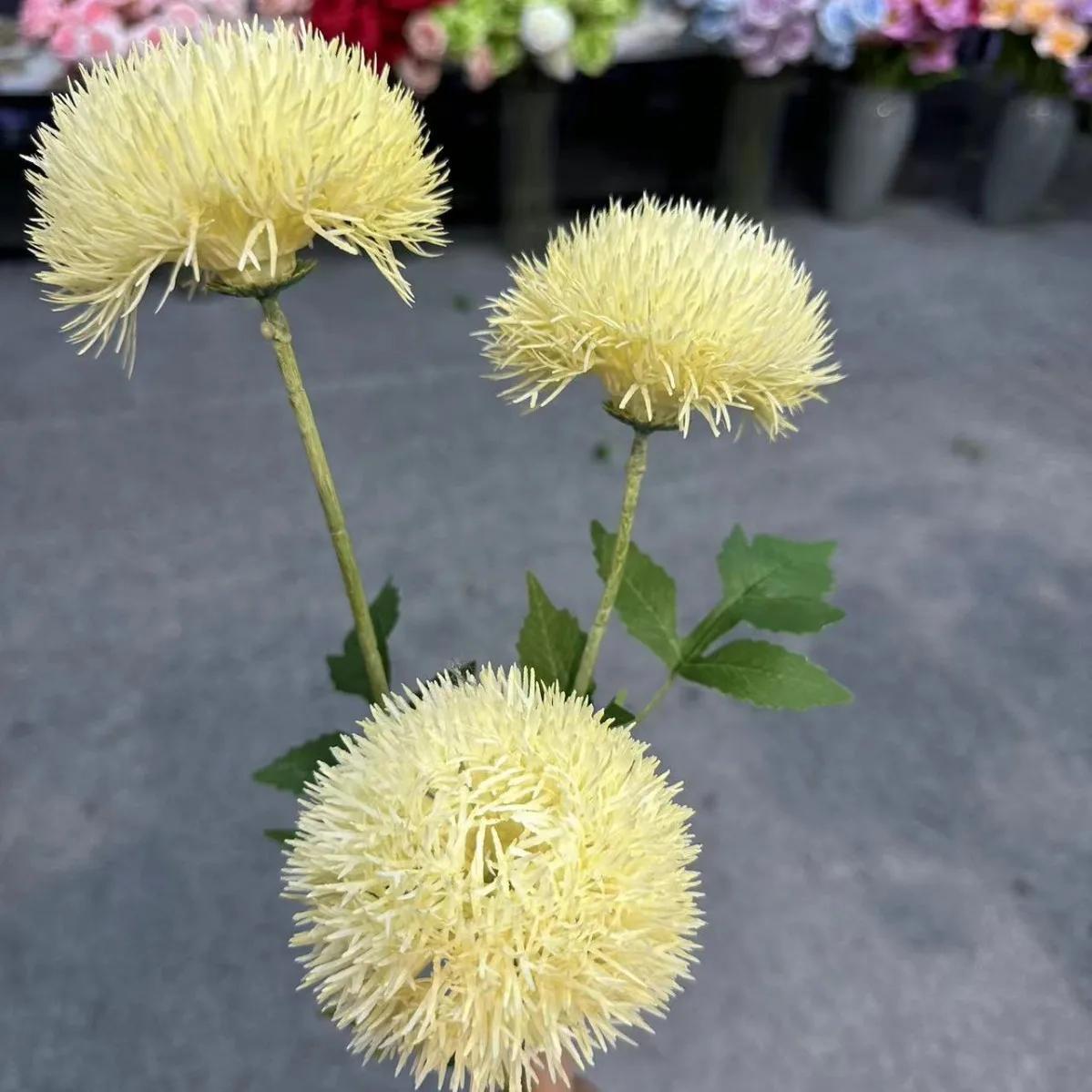 

5Pcs Artificial 3head Thorn Ball Flowers Wedding Road Guide Flower Arrangement Home Decoration Party Floral Fake Green Plants шампанського