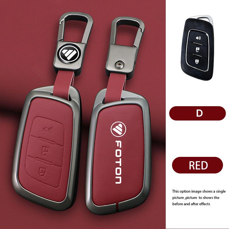 Zinc Alloy Leather Car Key Case Cover For Foton Senior General G9 Landscaper Yutu 9/8 pickup F9 Xiangling Q Protector Keychain