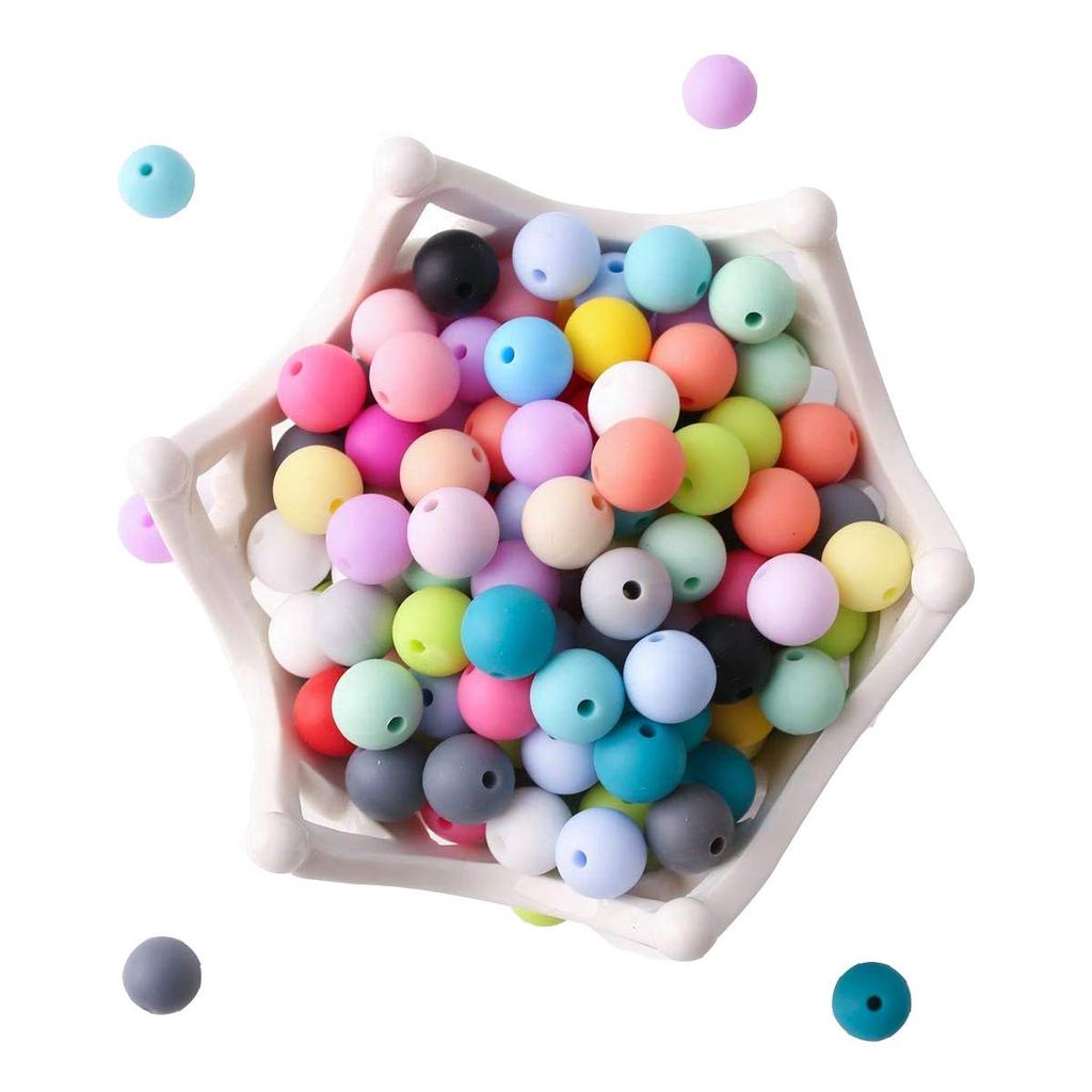 Promise Babe Silikon gemischt rund aus sterilisierbar von Handarbeit Zubehör handgefertigten Bedarf Perlen, Farben, 15 mm/100 Stück, Perlen, Silikon,