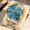 OLEVS Sports Black Stainless Steel Men Watch Moon Phase Luxury Night Glow Calendar Quartz Fashion Watch reloj hombre