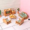 1:12 Dollhouse Miniature Dining Table Chair Sofa Tea Table Tv Cabinet Set Model Doll Furniture Decor Micro Scene Prop Toy