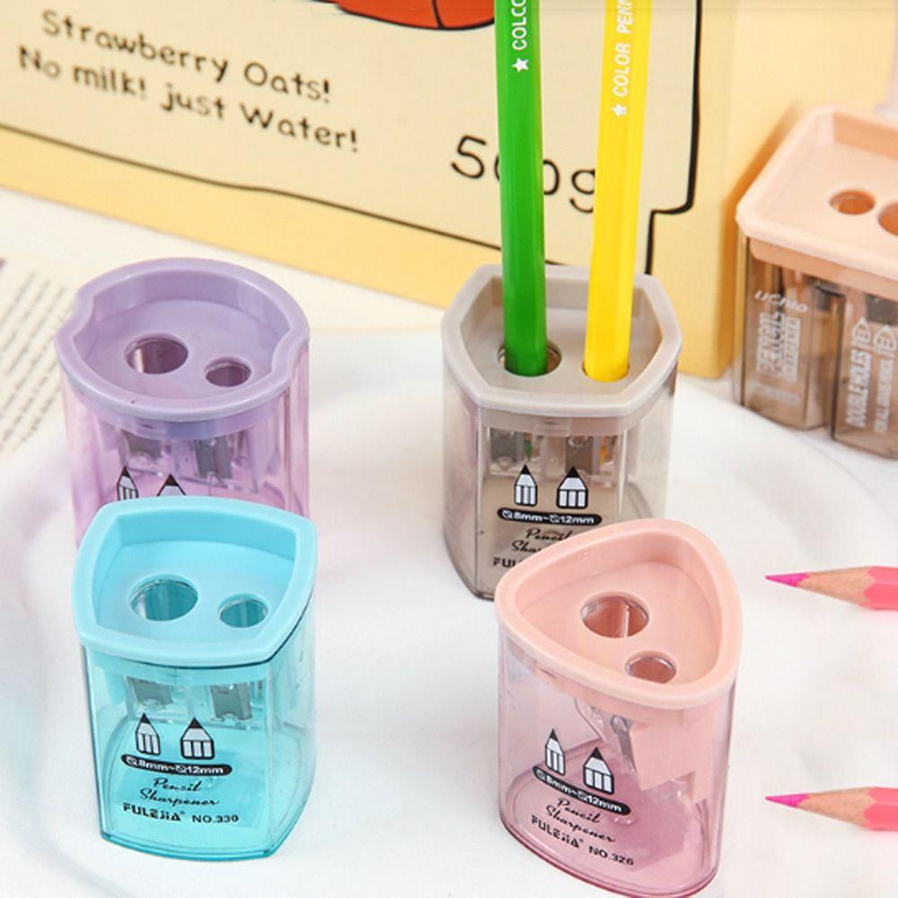 Sacapuntas Small Pencil Sharpener Double Hole Simple Pencil Cutter School Supplies