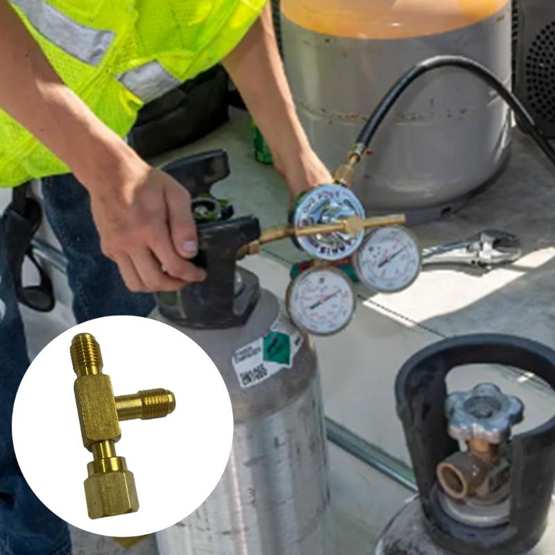 Heavy Duty Brass T Type Adapter With 1/4 External Thread SAE External Thread For Refrigeration Easy Installation