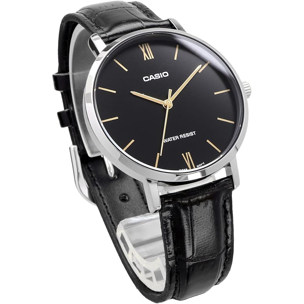 Casio LTP-VT01L-1B Quartz Women's Watch Black with Black Leather Band