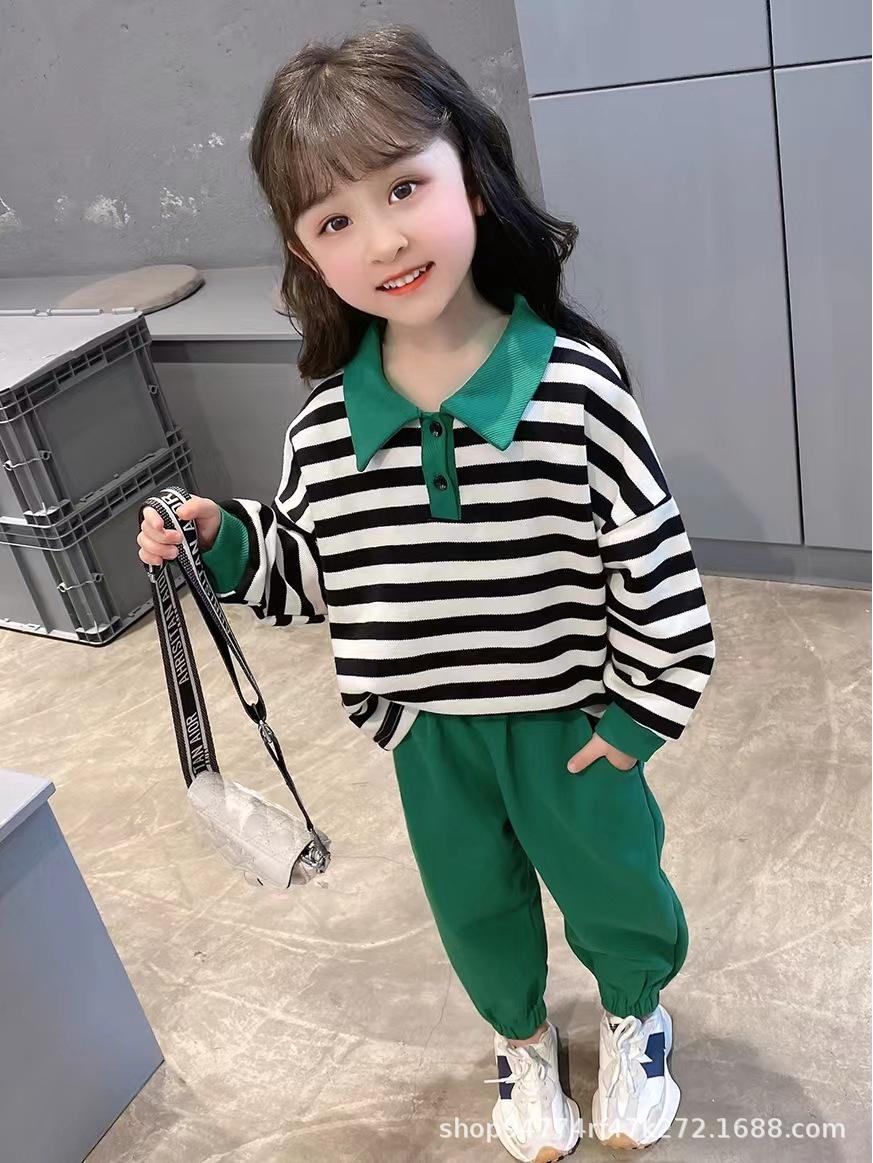 

«Стильный спортивный костюм-двойка для девочек весна-осень 2023 года» 110 cm