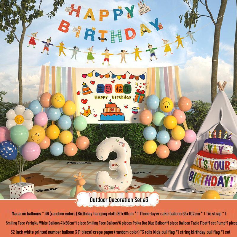 Xiaohongshu První narozeninová kempingová párty Balónky a banner pro děti