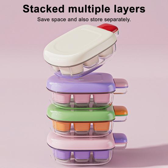 Food Grade Plastic Ice Maker with Sealed Lid Ice Cube Tray Storage Box Push Release Odorless Summer Cooling Ice Maker for Kitchen