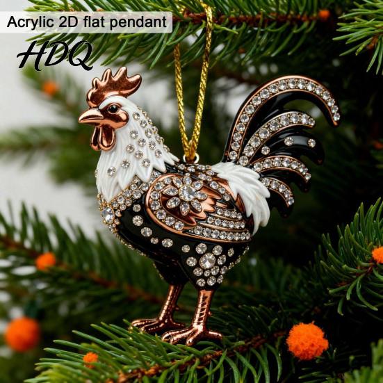 Small Animal Ornaments Christmas Acrylic Ornament Xmas Tree Hanging Decoration Decorative Charms Rhinestone Pendant for Holiday Party Decor