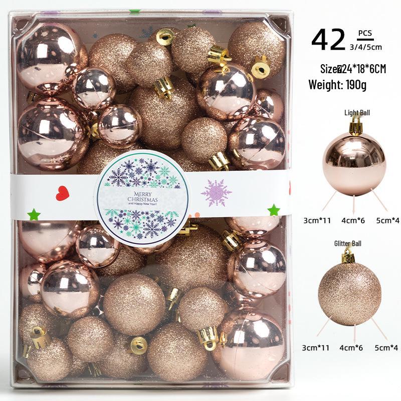 Cross-Border Christmas Ball Set: 42-Piece Glossy & Glitter Ornaments (3/4/5cm)