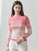 LORDLOAR Slim Striped Ribbed Knit Pink