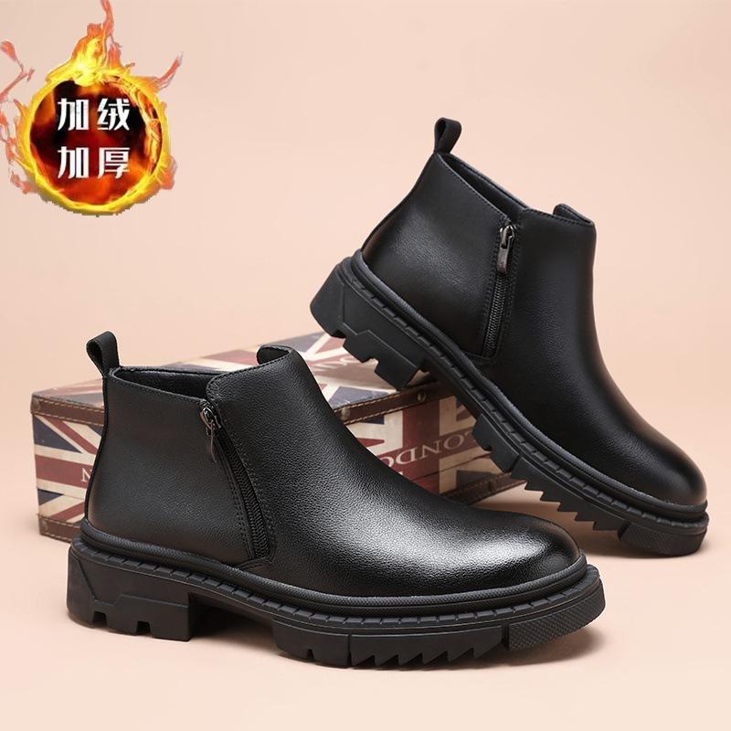 

Мужская обувь зима 2025 новая платформа повседневная кожаная обувь мужская высокая теплая рабочая обувь ботинки Мартин британские ботинки челси 44