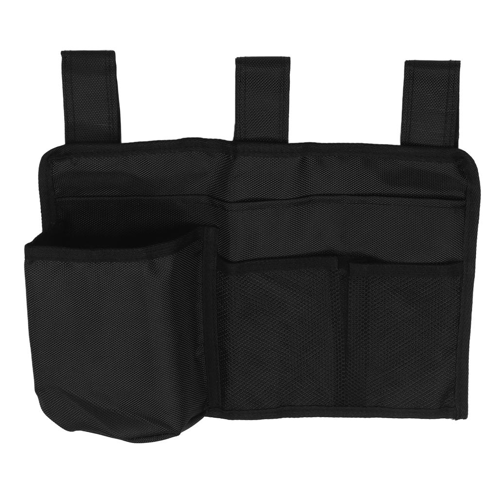 Bedside Storage Bag Nylon Bed Rail Hanging Organizer Pocket for College Dorms Hospitals Baby Bed Black
