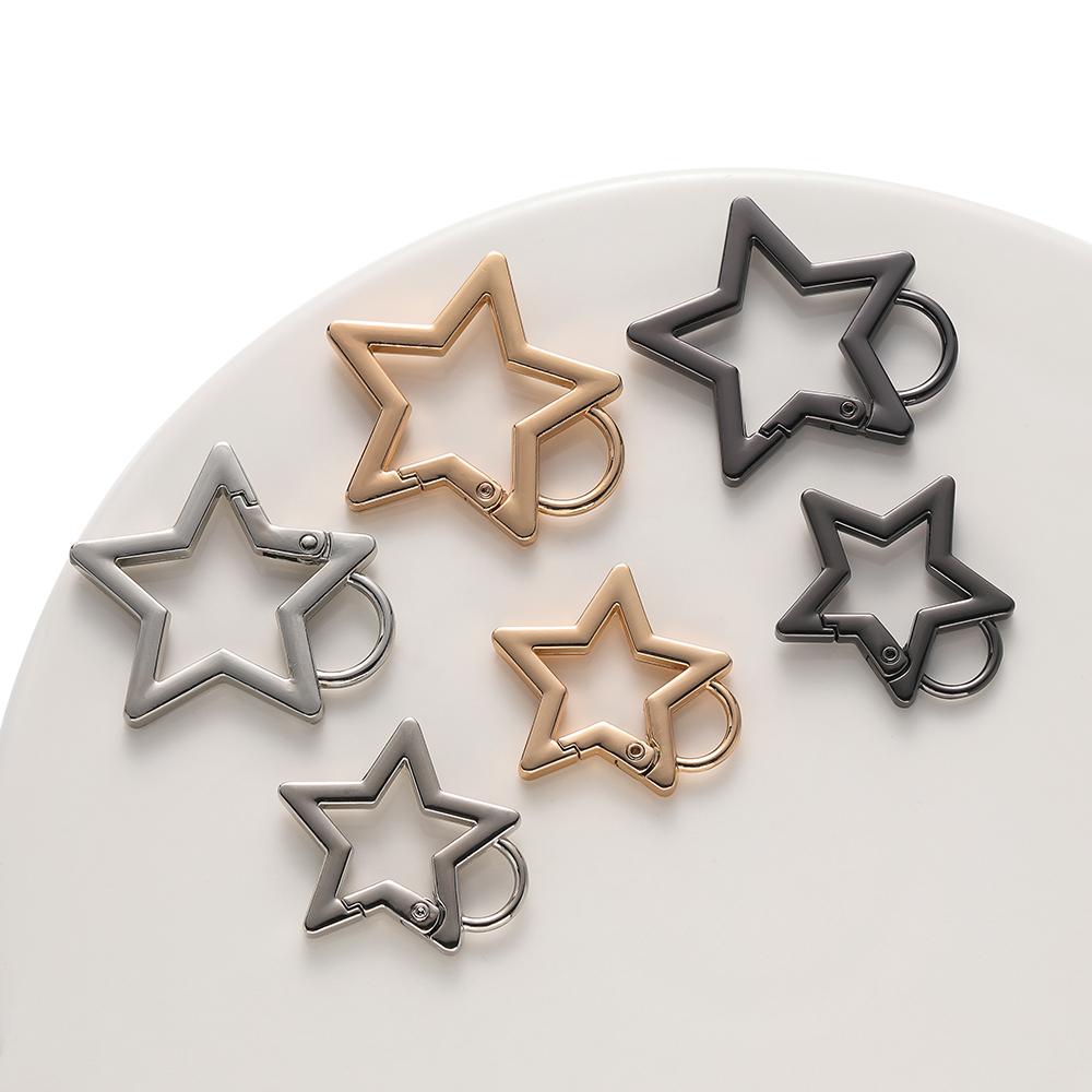 5pcs Pentagram Metal Ring Spring Clasp Star Shape Clasp Connection Buckle for DIY Jewelry Making Keychain Pendant Accessories